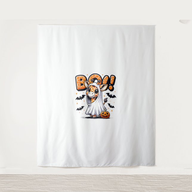 Tapete De Parede Girafa Ghost Boo Halloween Zoo Lover (Frente)