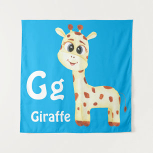 Tapete De Parede Girafa personaliza ABC: Letra G - Adicione seu Nom