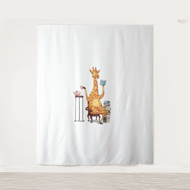 Tapete De Parede Girafas, livros e presentes de chá bonitos (Frente)