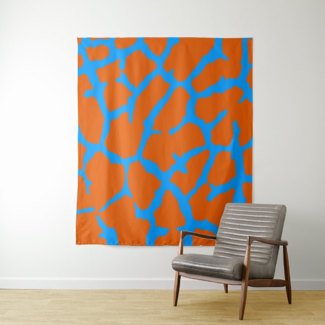 Tapete De Parede Giraffe Impressão Orange Cyan (In Situ)