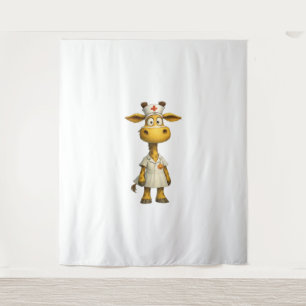 Tapete De Parede Giraffe Nurse Cartoon - Whimsical Healthcare Hero