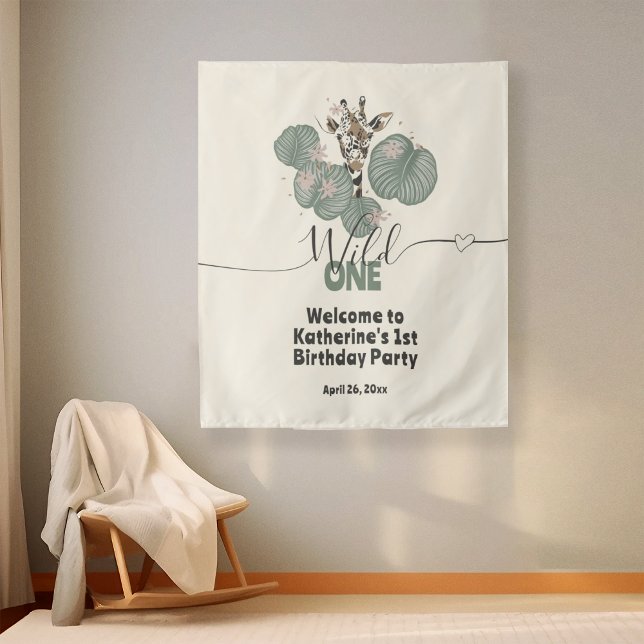 Tapete De Parede Giraffe Wild One Animal Festa de aniversário Backd (Criador carregado)