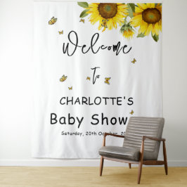 Tapete De Parede Girassóis e borboletas Fundo do Chá de fraldas