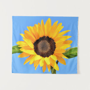 Tapete De Parede Girassol Amarelo contra Sol no Céu Azul - Verão