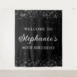 Tapete De Parede Glittery Black Welcome to aniversário de 40 anos