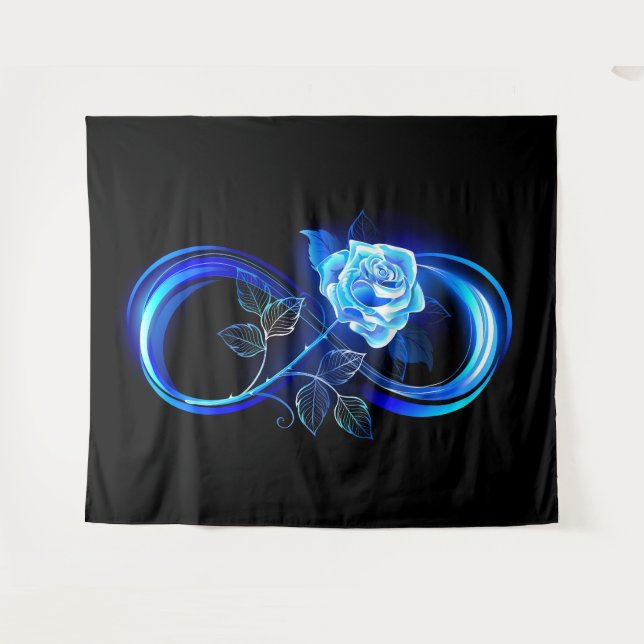 Tapete De Parede Glowing infinity with blue rose (Frente (Horizontal))