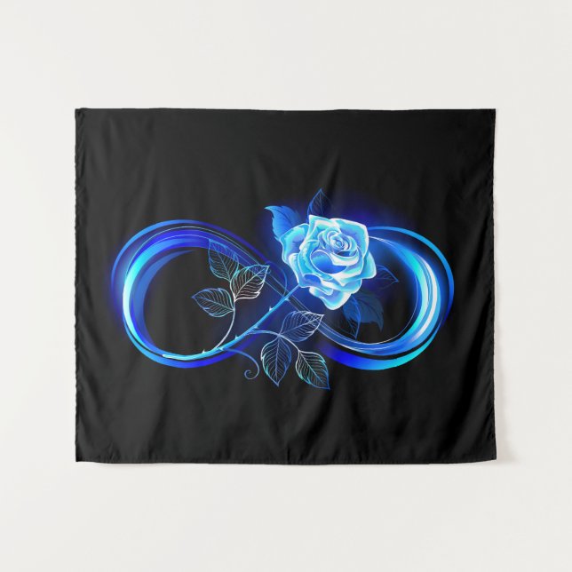Tapete De Parede Glowing infinity with blue rose (Frente (Horizontal))