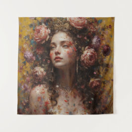 Tapete De Parede Golden Bloom Goddess – Square Art Tapestry