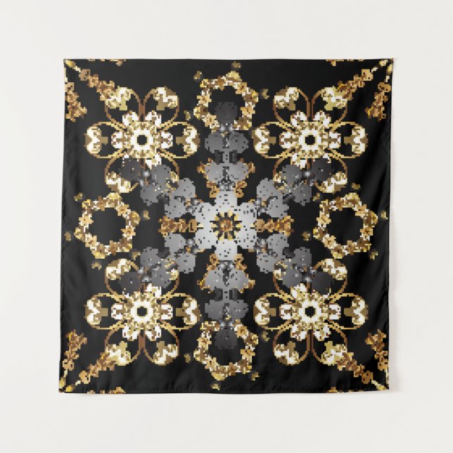 Tapete De Parede Golden outline floral decor. Eastern style element (Frente)