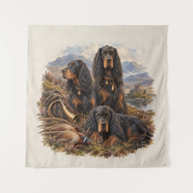 Tapete De Parede Gordon setter com faisões, Arte (Frente)