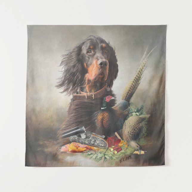Tapete De Parede Gordon setter com faisões, Arte (Frente)