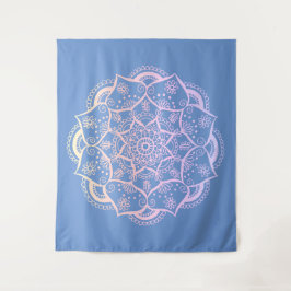 Tapete De Parede Gradação Azul Mandala Boho Pastel