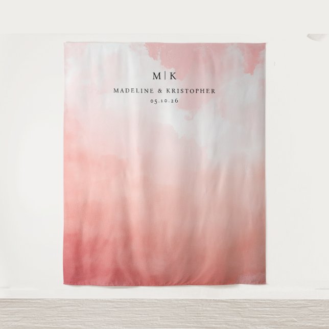 Tapete De Parede Gradiente de Aquarela Rosa Romântico (Frente)