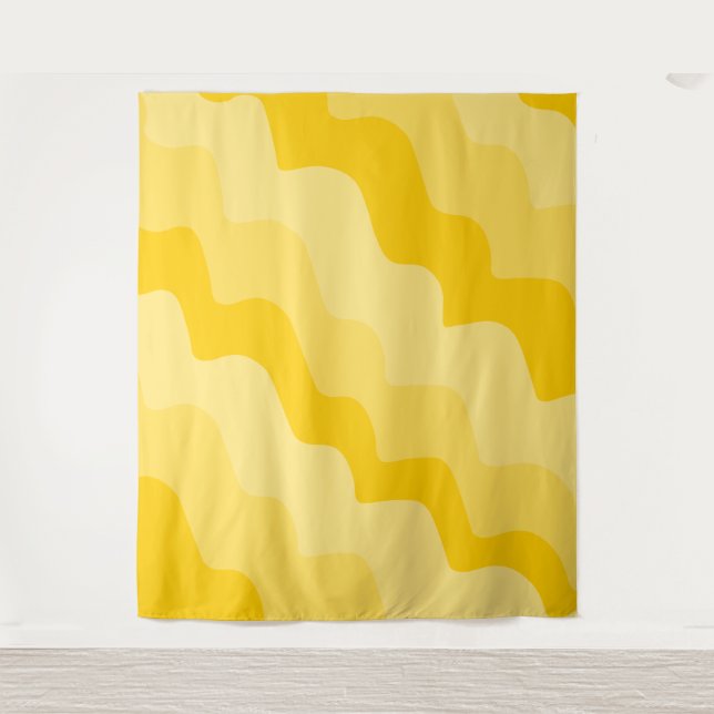 Tapete De Parede Gradiente de ondas amarelas do oceano (Frente)
