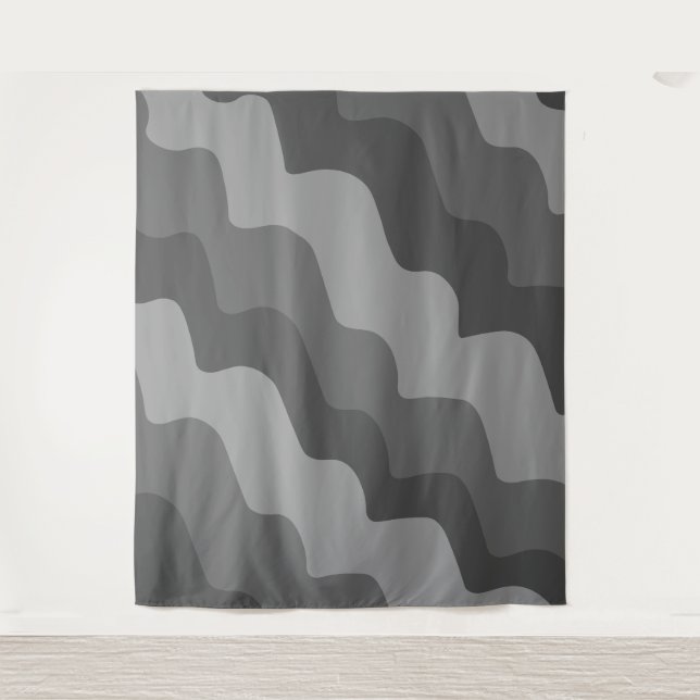 Tapete De Parede gradiente de ondas do oceano de cinza (Frente)