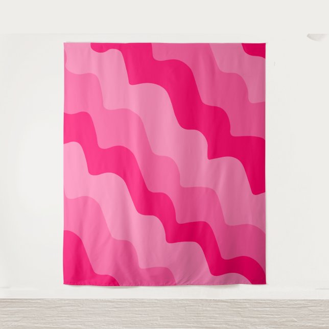 Tapete De Parede Gradiente de ondas do oceano rosa ondulado (Frente)