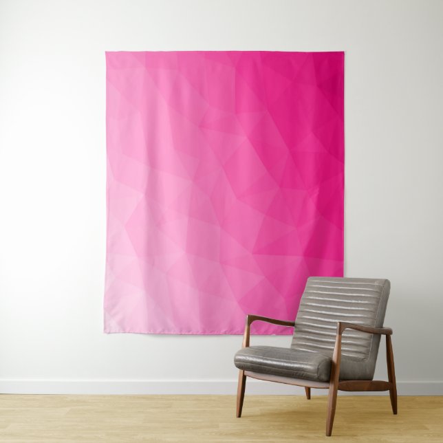 Tapete De Parede Gradiente Rosa Quente Padrão de Malha Geométrica (In Situ)