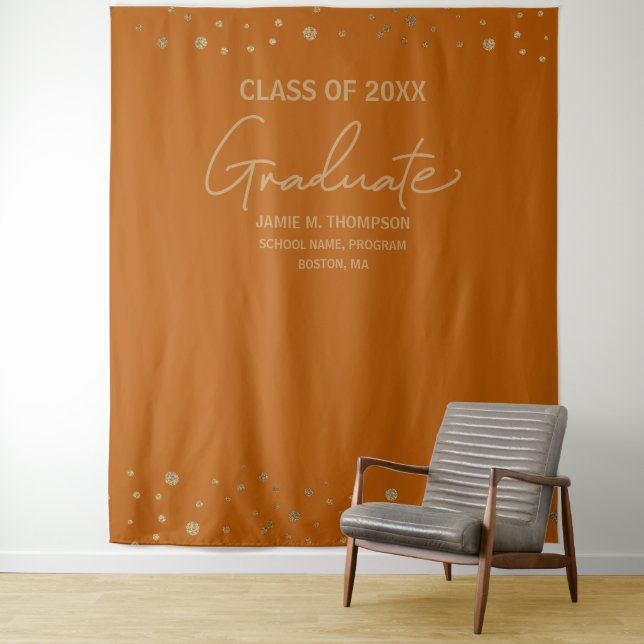 Tapete De Parede Graduação Moderna em Script Laranja Dourado (In Situ)