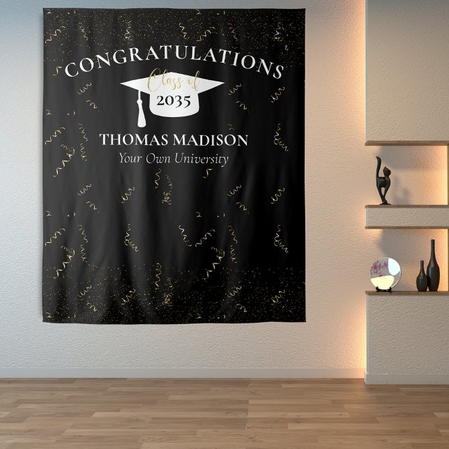 Tapete De Parede Graduação Moderna Faux Dourado Confetti Preto/Bran (Criador carregado)