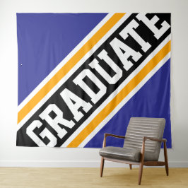 Tapete De Parede GRADUATE Esportivo Navy Preto Laranja Listras de C