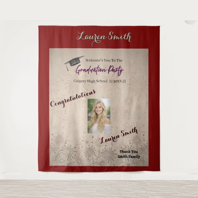 Tapete De Parede Graduation Modern Graduation Party Invitation (Frente)