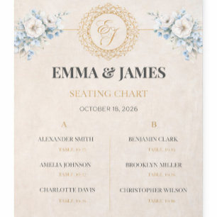 Tapete De Parede Gráfico de Assentos de Casamento Floral Elegante