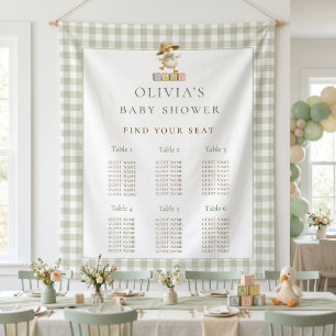 Tapete De Parede Gráfico de assentos Gingham Sage Ganso Chá de Bebê