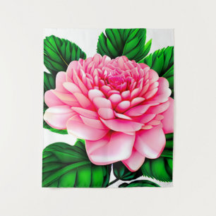 Tapete De Parede Grande Pensão Rosa com Folhas Verde Esmeraldas