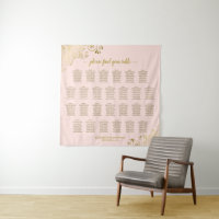 Grande Quadro de Assentos de Casamento Rosa e Dour