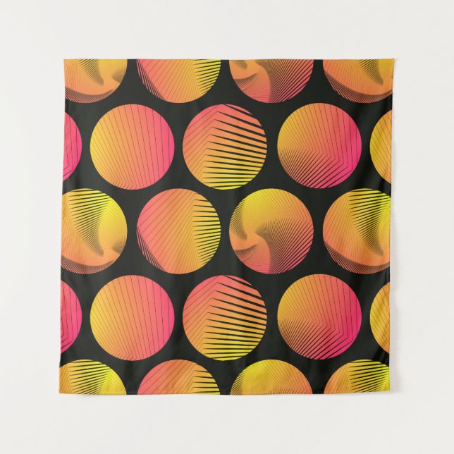 Tapete De Parede graphic circles seamless pattern in orange fire sh (Frente)