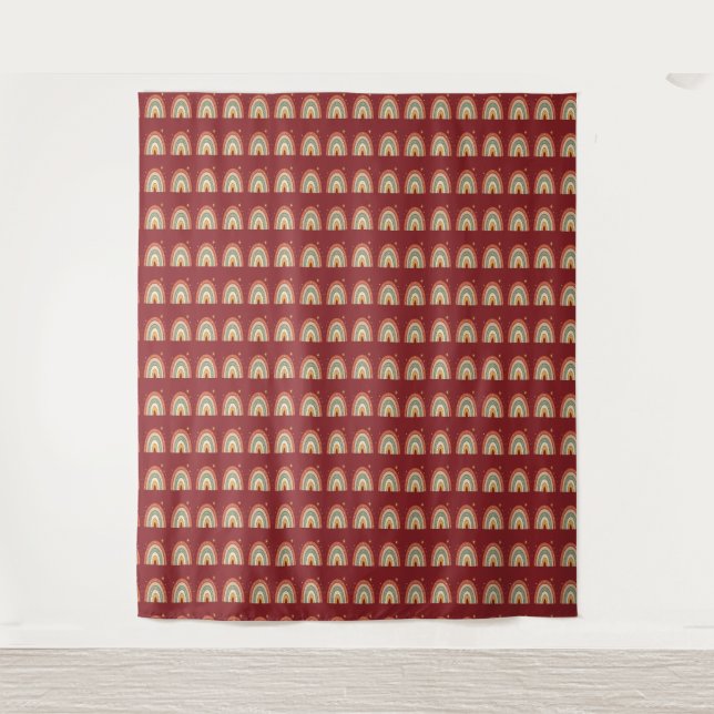 Tapete De Parede Gravata com Padrão Arco-Íris Boho (Frente)