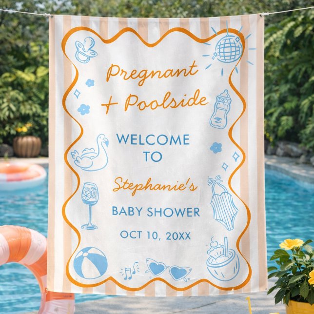 Tapete De Parede Grávida & à Beira da Piscina Festa de Babá de Verã (Criador carregado)