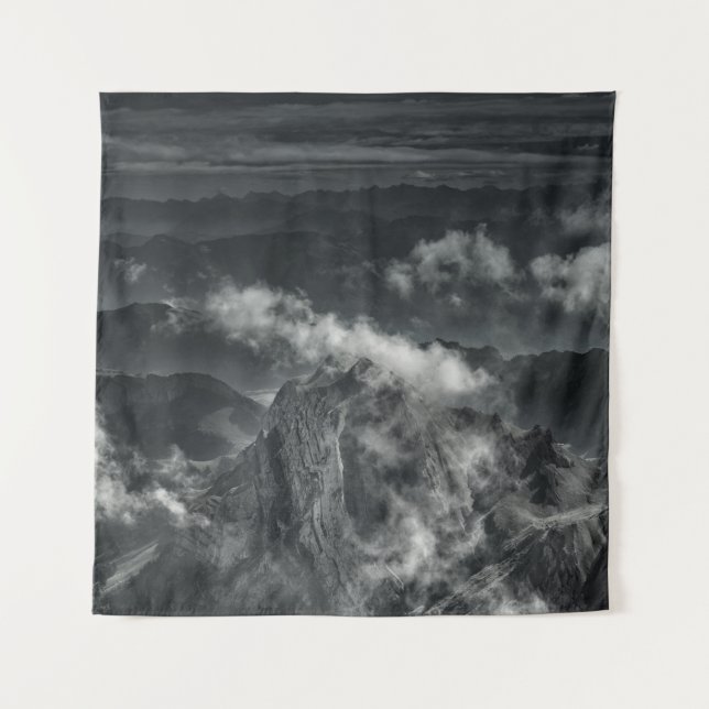 TAPETE DE PAREDE GRAYSCALE PHOTO OF MOUNTAIN RANGE (Frente)