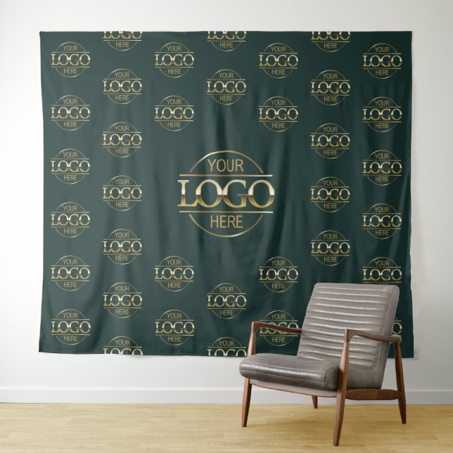Tapete De Parede Green Business Logo Step & Repeat Backdrop Banner (In Situ (Horizontal))