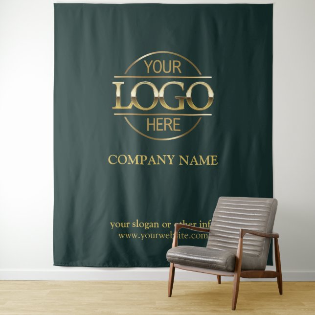 Tapete De Parede Green Custom Business Logo Trade Show Backdrop (In Situ)