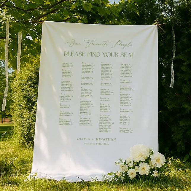 Tapete De Parede Green Find Your Seat Fabric Wedding Seating Chart  (Criador carregado)