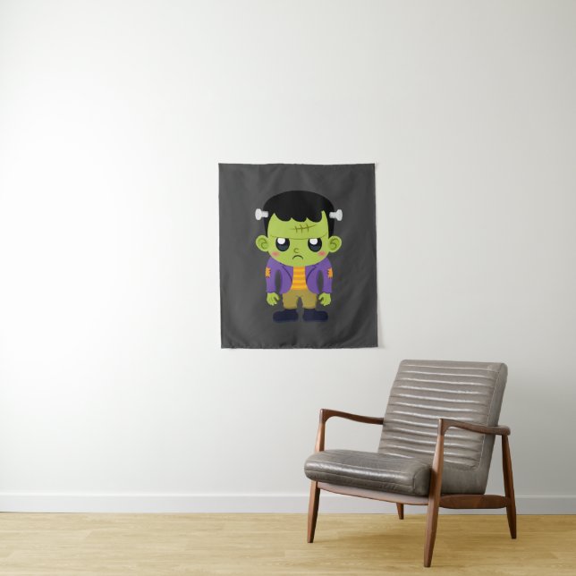 Tapete De Parede Green Frankenstein Monster Halloween (In Situ)