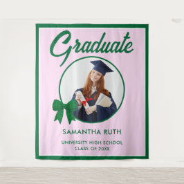 Tapete De Parede Green Gingham Bow Photo Graduation Backdrop