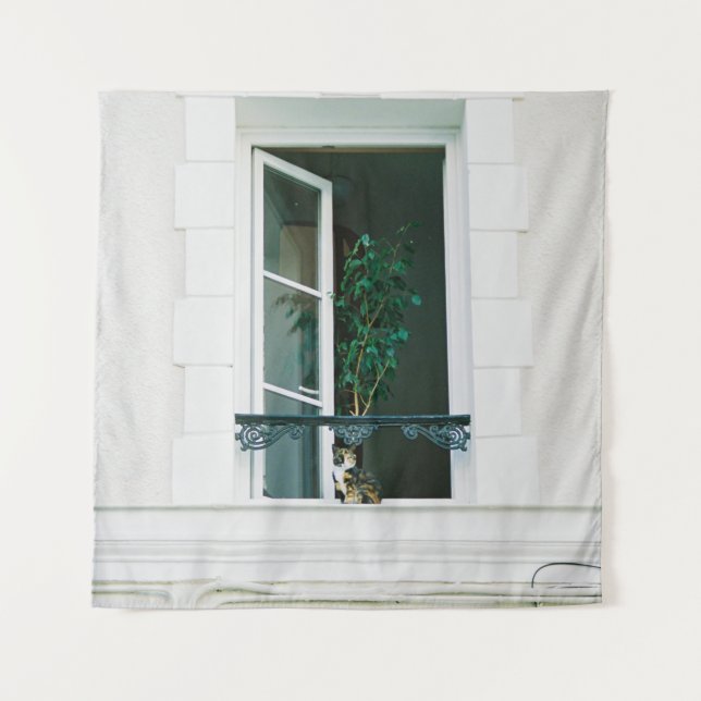 TAPETE DE PAREDE GREEN PLANT ON WHITE WINDOW (Frente)