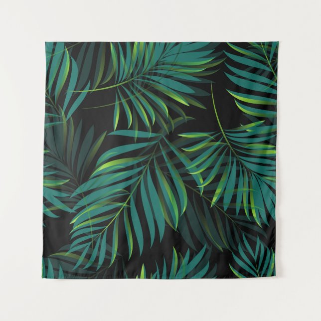 Tapete De Parede Green tropical palm leaves. Seamless pattern graph (Frente)