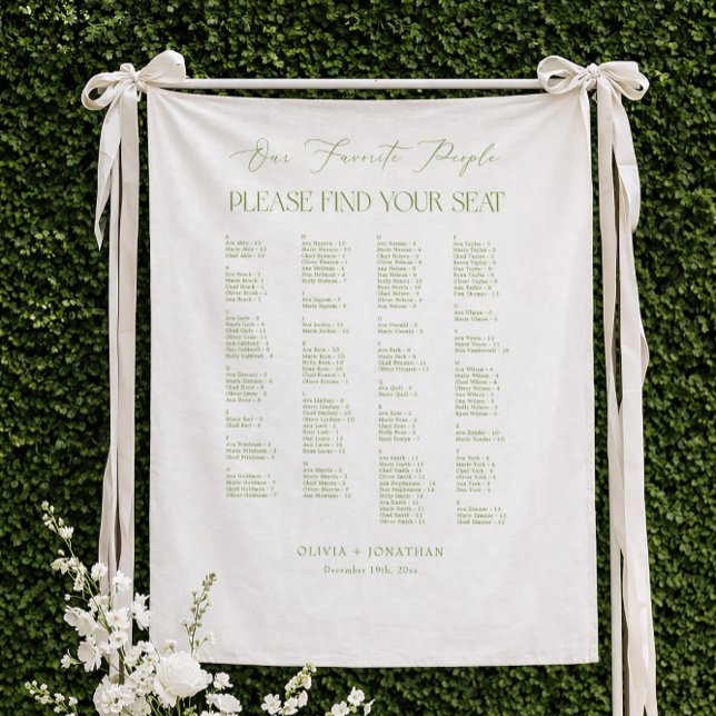 Tapete De Parede Green Wedding Seating Chart Alphabetical Fabric (Criador carregado)