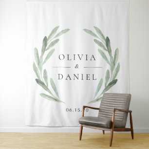 Tapete De Parede Grinalda de ramo de oliveira elegante para casamen