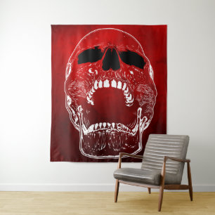 Tapete De Parede Gritando crânio em vermelho - crânios