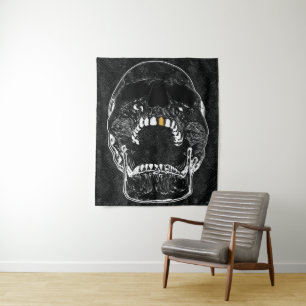 Tapete De Parede Gritando pelo Dourado crânio dos dentes