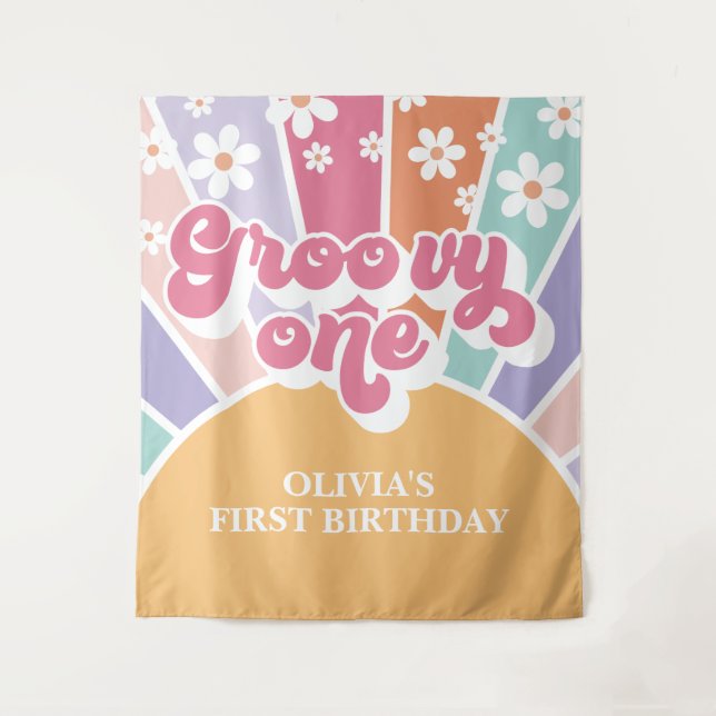 Tapete De Parede Groovy One Rainbow Sunshine Daisy (Frente)