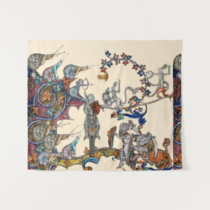 TAPETE DE PAREDE GUERRA BESTIÁRIA MEDIEVAL, KNIGHTS, GIGANTES ESCA