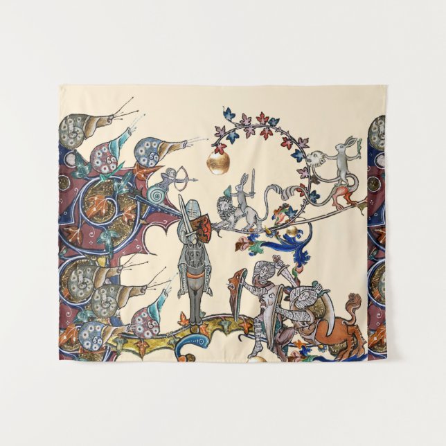 TAPETE DE PAREDE GUERRA BESTIÁRIA MEDIEVAL, KNIGHTS, GIGANTES ESCAR (Frente (Horizontal))