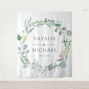 Tapete De Parede Guirlanda de Eucalipto em Aquarela para Casamento