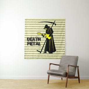 Tapete De Parede Guitarra de Grim ☠️ Design de Caveira Gótica