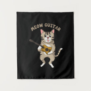 Tapete De Parede Guitarrista Meow Guitar Gato Fofo Tocando Guitarra
